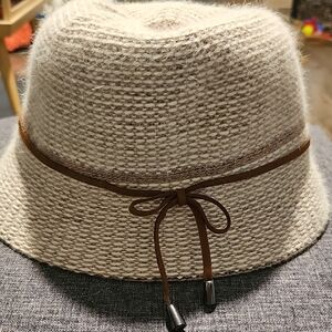 Indigo Soul Wool Rabbit Cream and Brown Bucket Hat Tweed One Size
